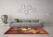 Machine Washable Abstract Brown Contemporary Rug in a Living Room,, wshcon1490brn