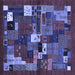 Square Machine Washable Abstract Blue Contemporary Rug, wshcon1491blu