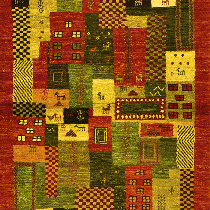 Machine Washable Abstract Yellow Contemporary Rug, wshcon1491yw