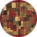 Round Machine Washable Abstract Brown Contemporary Rug, wshcon1491brn