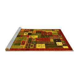 Sideview of Machine Washable Abstract Yellow Contemporary Rug, wshcon1491yw