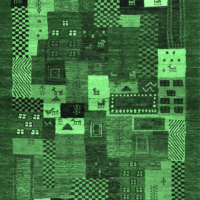 Machine Washable Abstract Emerald Green Contemporary Area Rugs, wshcon1491emgrn