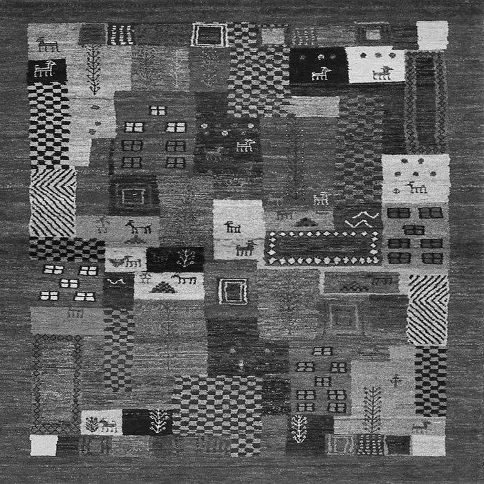 Serging Thickness of Abstract Gray Contemporary Rug, con1491gry