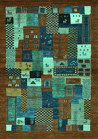 Abstract Turquoise Contemporary Rug, con1491turq