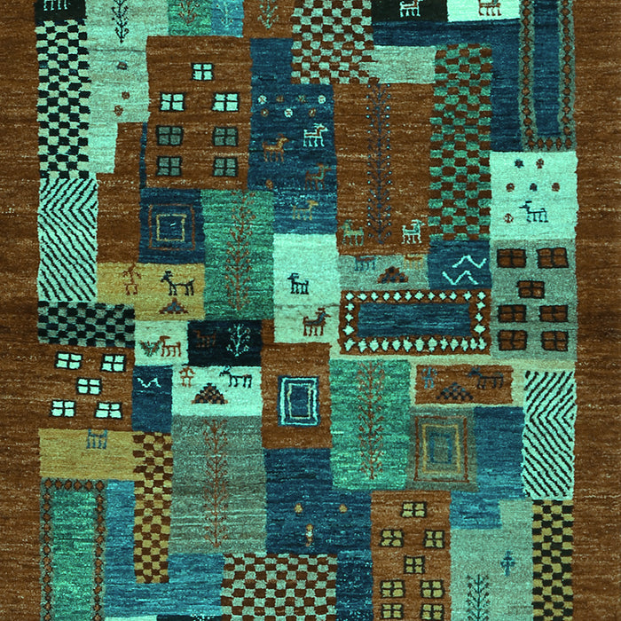 Abstract Turquoise Contemporary Rug, con1491turq