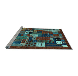 Sideview of Machine Washable Abstract Light Blue Contemporary Rug, wshcon1491lblu