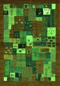 Abstract Green Contemporary Rug, con1491grn