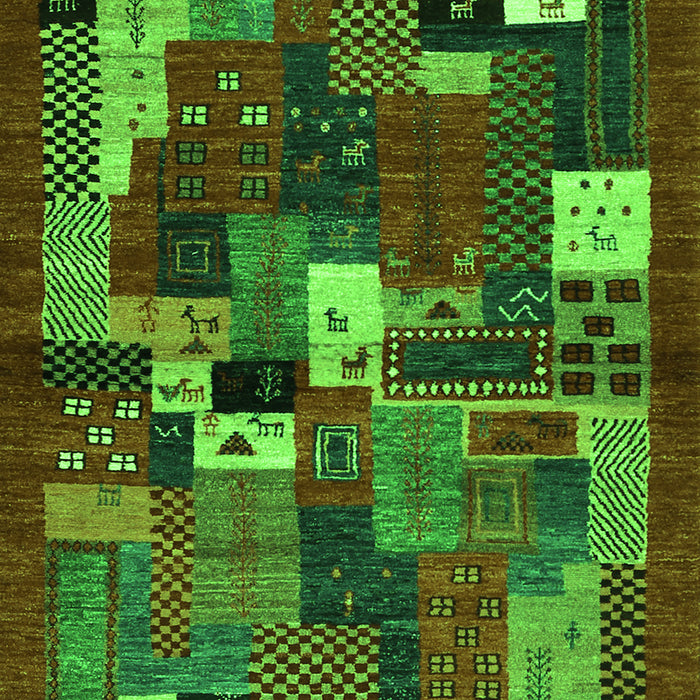 Abstract Green Contemporary Rug, con1491grn