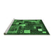 Sideview of Machine Washable Abstract Emerald Green Contemporary Area Rugs, wshcon1491emgrn