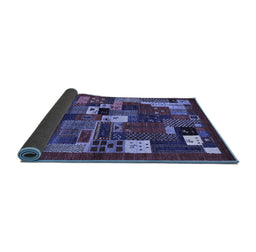 Sideview of Abstract Blue Contemporary Rug, con1491blu
