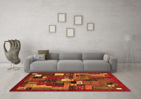 Machine Washable Abstract Orange Contemporary Rug, wshcon1491org