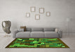 Machine Washable Abstract Green Contemporary Area Rugs in a Living Room,, wshcon1491grn