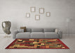 Machine Washable Abstract Brown Contemporary Rug in a Living Room,, wshcon1491brn