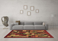 Machine Washable Abstract Brown Contemporary Rug, wshcon1491brn