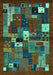 Machine Washable Abstract Turquoise Contemporary Area Rugs, wshcon1491turq