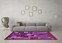 Machine Washable Abstract Purple Contemporary Rug, wshcon1491pur