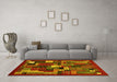 Machine Washable Abstract Yellow Contemporary Rug in a Living Room, wshcon1491yw