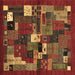 Square Abstract Brown Contemporary Rug, con1491brn