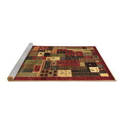 Sideview of Machine Washable Abstract Brown Contemporary Rug, wshcon1491brn