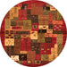 Square Abstract Orange Contemporary Rug, con1491org