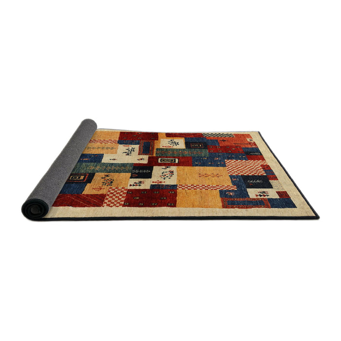 Thickness of Contemporary Yellow Orange Modern Rug, con1492