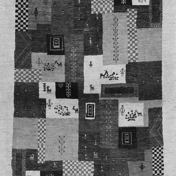 Serging Thickness of Machine Washable Abstract Gray Contemporary Rug, wshcon1492gry