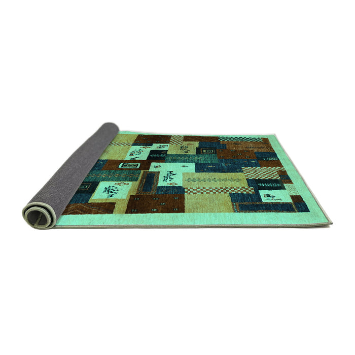 Sideview of Abstract Turquoise Contemporary Rug, con1492turq
