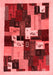 Abstract Red Contemporary Area Rugs