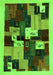 Serging Thickness of Machine Washable Abstract Green Contemporary Area Rugs, wshcon1492grn