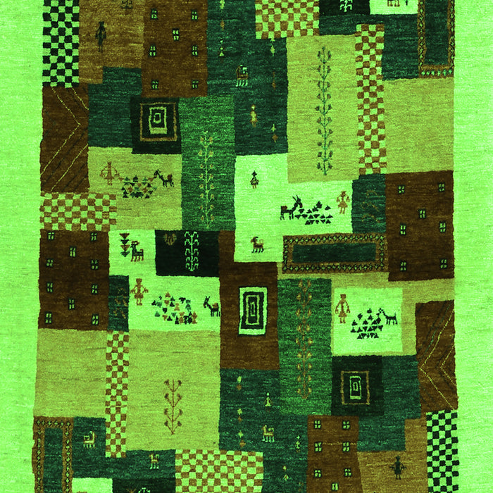 Serging Thickness of Machine Washable Abstract Green Contemporary Area Rugs, wshcon1492grn