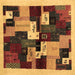 Square Abstract Brown Contemporary Rug, con1492brn