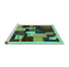 Sideview of Machine Washable Abstract Turquoise Contemporary Area Rugs, wshcon1492turq