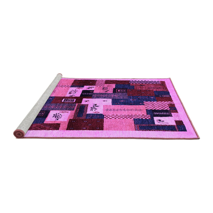 Sideview of Machine Washable Abstract Purple Contemporary Area Rugs, wshcon1492pur