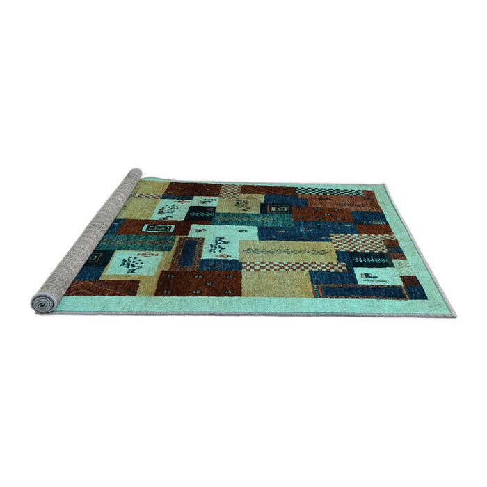 Sideview of Machine Washable Abstract Light Blue Contemporary Rug, wshcon1492lblu