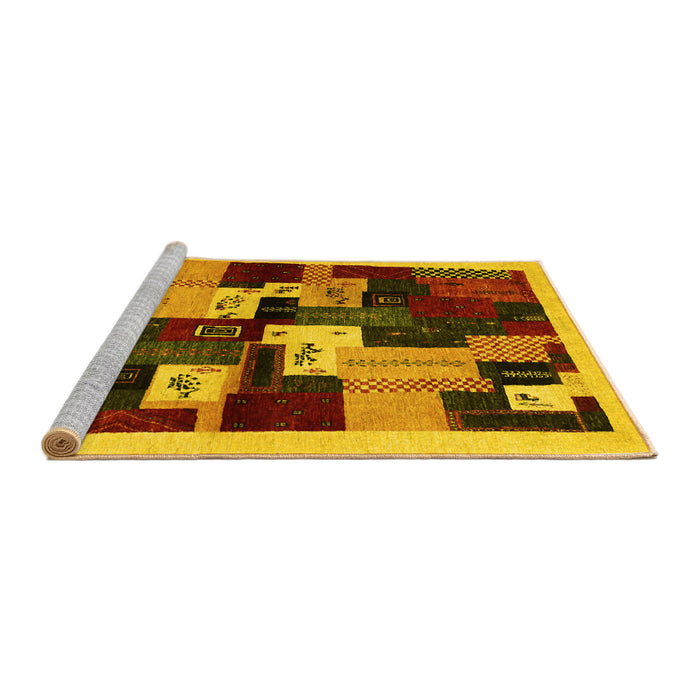 Sideview of Machine Washable Abstract Yellow Contemporary Rug, wshcon1492yw
