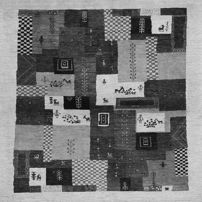 Round Machine Washable Abstract Gray Contemporary Rug, wshcon1492gry