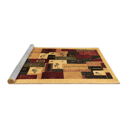 Sideview of Machine Washable Abstract Brown Contemporary Rug, wshcon1492brn