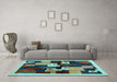 Machine Washable Abstract Light Blue Contemporary Rug in a Living Room, wshcon1492lblu