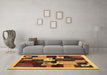 Machine Washable Abstract Brown Contemporary Rug in a Living Room,, wshcon1492brn