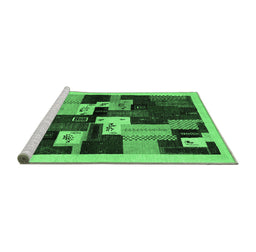Sideview of Machine Washable Abstract Emerald Green Contemporary Area Rugs, wshcon1492emgrn