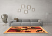 Machine Washable Abstract Orange Contemporary Area Rugs in a Living Room, wshcon1492org