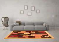 Machine Washable Abstract Orange Contemporary Rug, wshcon1492org