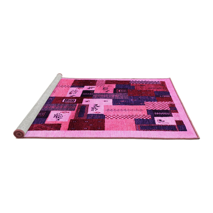 Sideview of Machine Washable Abstract Pink Contemporary Rug, wshcon1492pnk