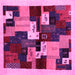 Square Abstract Pink Contemporary Rug, con1492pnk