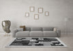 Machine Washable Abstract Gray Contemporary Rug in a Living Room,, wshcon1492gry