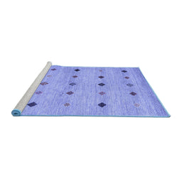 Sideview of Machine Washable Abstract Blue Contemporary Rug, wshcon1493blu