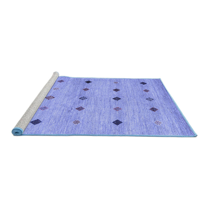 Sideview of Machine Washable Abstract Blue Contemporary Rug, wshcon1493blu