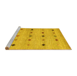 Sideview of Machine Washable Abstract Yellow Contemporary Rug, wshcon1493yw