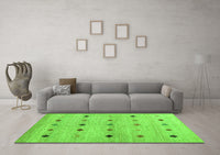 Machine Washable Abstract Green Contemporary Rug, wshcon1493grn