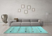 Machine Washable Abstract Light Blue Contemporary Rug, wshcon1493lblu